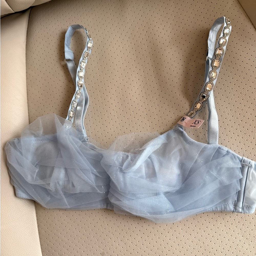 Victoria's Secret Dream Angels Glitter Tulle Baby Blue Bra